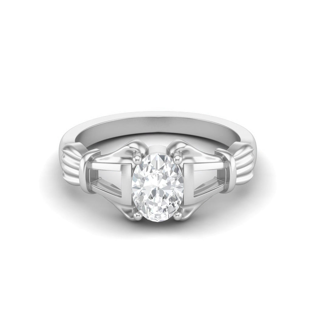 Moissanite Art Deco-Inspired Geometric Ring – Sterling Silver-0