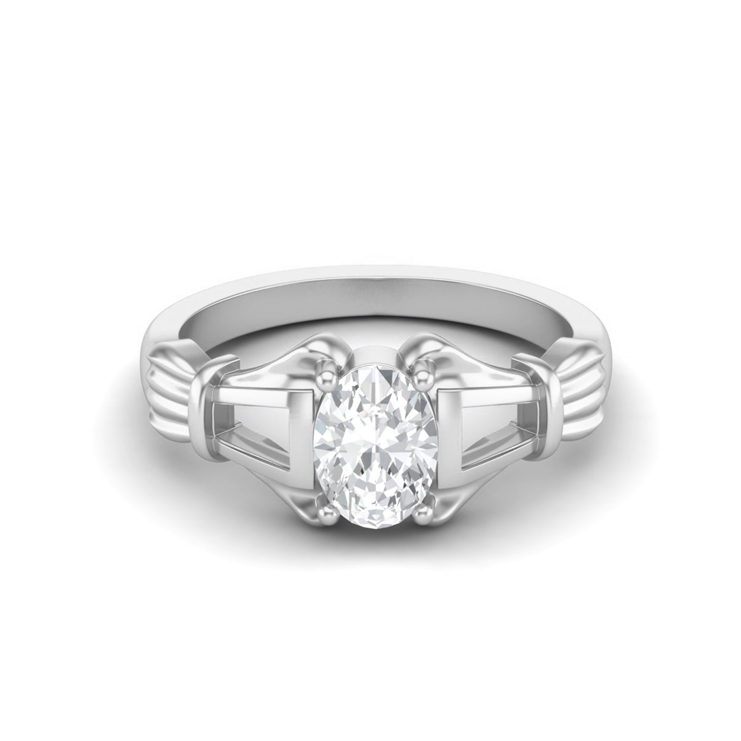 Moissanite Art Deco-Inspired Geometric Ring – Sterling Silver-0