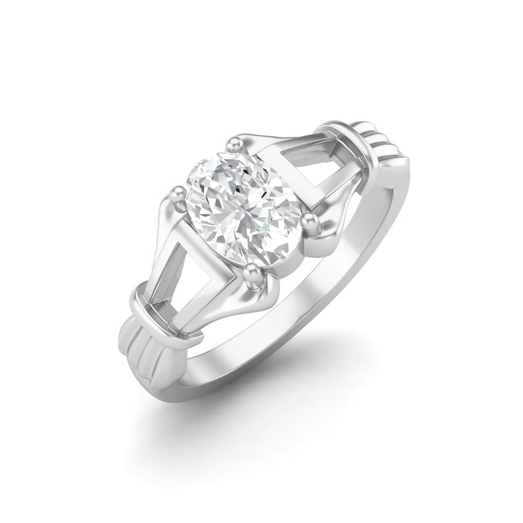 Moissanite Art Deco-Inspired Geometric Ring – Sterling Silver-1