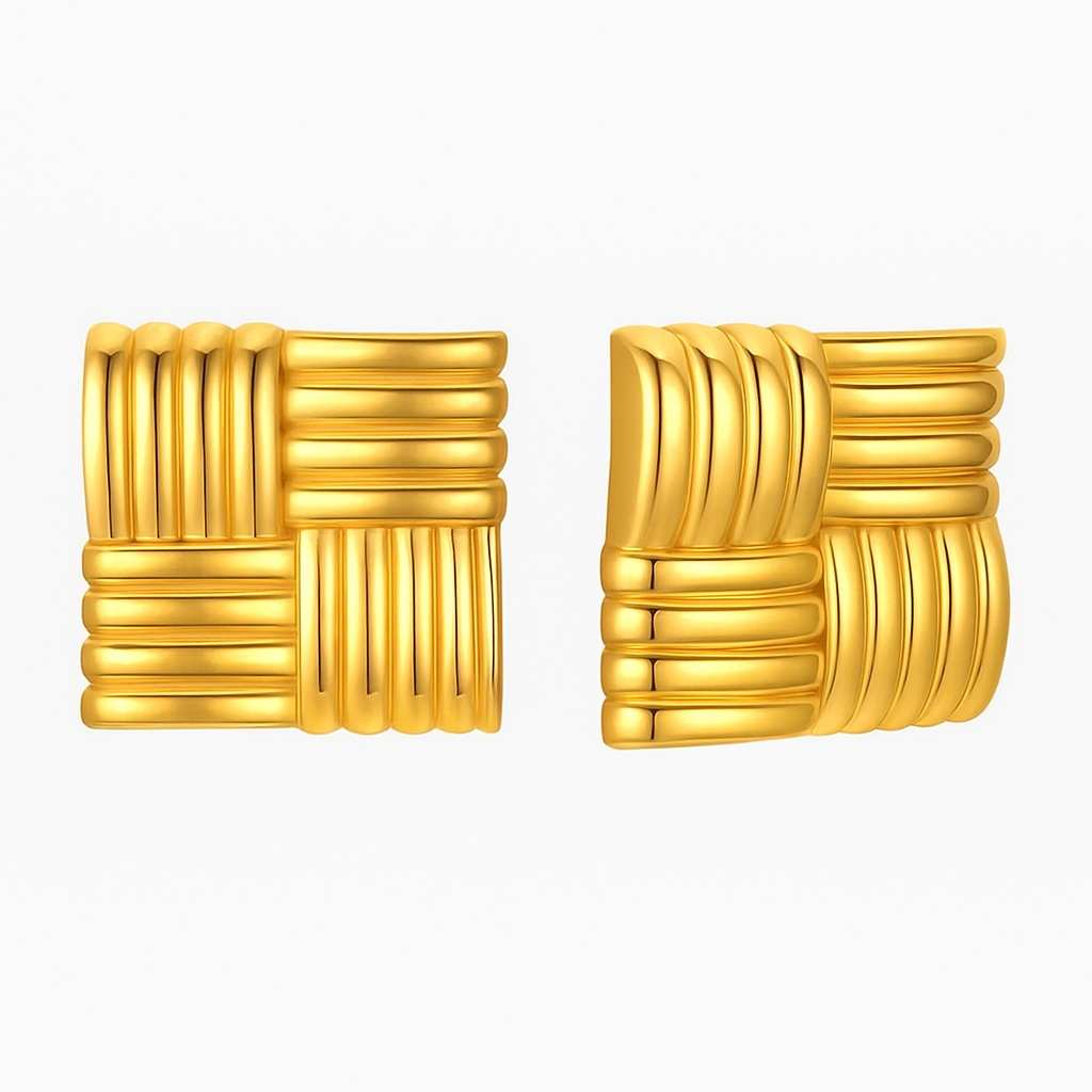 Square Stud Earrings – Bold, Geometric & Elegant-0